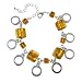 Bracelet - Glass Cubes & Silver Tone Circles ~ Topaz