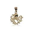 Sensational 10 KT Yellow Gold Charm Octopus 10K Animal Pendant