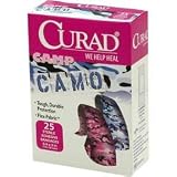CURAD CAMP CAMO CAMOUFLAGE ELASTIC ADHESIVE BANDAGES PINK & BLUE 25 PER BOX