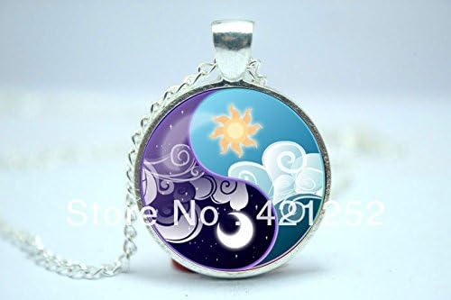 Pretty Lee 2015 Fashion My Little Pony Princess Luna And Princess Celestia Yin And Yang Inspired Glass Cabochon Dome Pendant Christmas gift