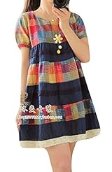 Summer Plaid Print Vintage  Dress