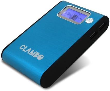 Clambo® IM-808A 11200mAh Portable High-Capacity Cell Phone Tablet External Battery Pack Power Bank Backup Dual-USB Charger with LCD Display for iPhone 5 (Apple adapters not included), 4S, 4, iPad 4, 3, 2, Mini, iPods, Samsung Galaxy S4, S3, S2, Note 2, Note 8, Tab 3; HTC One, EVO, Thunderbolt, Incredible, Droid DNA, Motorola ATRIX, Droid, Google Glass, Nexus 4, Nexus 7, Nexus 10, LG Optimus and More - Ocean Blue