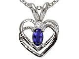 0.27 cts Genuine Iolite and Diamond Heart Pendant - 14kt White or Yellow Gold