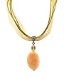 Necklace - N50 - Genuine Semi Precious Gemstone on Five-Strand Organza and Cotton Cord + 2" Extension Chain - Oval Shape ~ Fire Agate