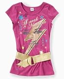 Hannah Montana Girls Belted Metallic-Print Tunic