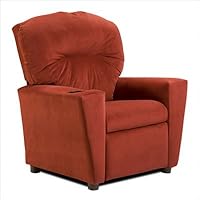 Red Suede Children's Recliner with Cupholder