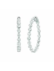 5.54 Carat 15 Pointer Diamond Inside Out Hoop Earrings 14K White Gold