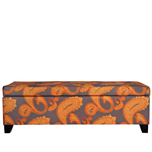 angelo:HOME Kent Storage Bench Ottoman, Desert Sunset Brown Paisley