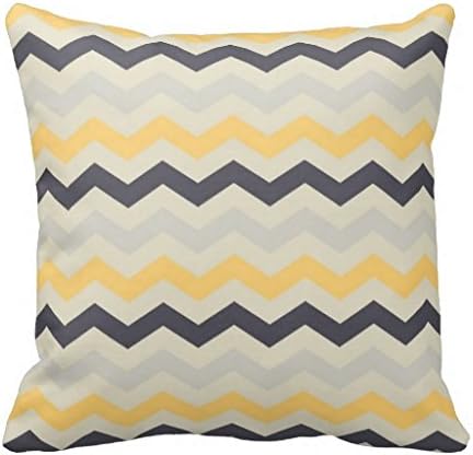 Yellow Gray Chevron Zigzag Print Zig Zag Pattern Throw Pillow Case