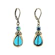 Earrings - E241 - Teardrop Window Pane and Crystal ~ Aqua