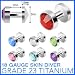 Grade 23 Solid Titanium Skin Diver with 3mm Aqua CZ Gems - 18G (1mm) - 3mm Ball Size - Sold Individually