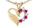 0.22 cttw Genuine Heart Shaped Swan Ruby Pendant in 14k White Gold - B00027CUTK