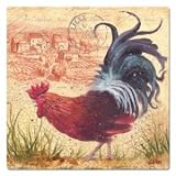 Country Rooster GLASS CUTTING BOARD Kitchen Decor NEW by Cypress/Evergreen