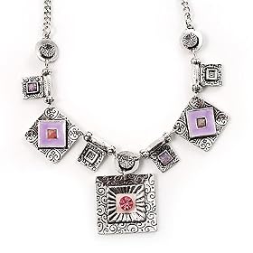 Vintage Geometric Shape Necklace (Lilac)