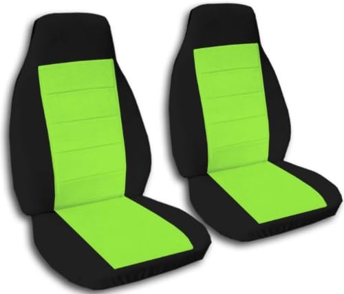 Front and Rear Black and Lime Green car seat covers for a 1994-1996 Jeep Cherokee XJ.
