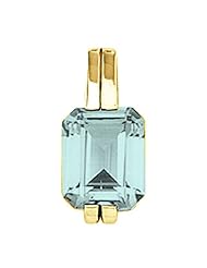 10K Yellow Gold Emerald Cut Aquamarine Pendant -- LIFETIME WARRANTY