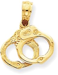 14k Yellow Gold Detailed Police Handcuffs Charm