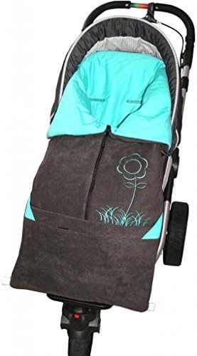 ByBUM - Footmuff 2 in 1 for Spring, Summer and Autumn/Fall; Universal for infant and child car seats, eg; Maxi-Cosi, for a pushchair/stroller or buggy; ANTHRACITE/AQUA by ByBUM