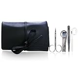 Rubis Switzerland Stainless Steel Tweezers in Leather Roll Case 4 Piece Set - Model No. 1K4.10