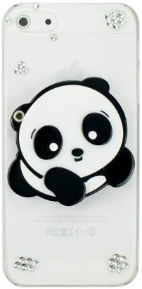 CaseBee® 3D Series - Cute 3D Black Panda w/ Mirror iPhone 5 5S Case - Handmade Bling Bling Rhinestones - Perfect Gift (Package includes Extra Crystals & Screen Protector)