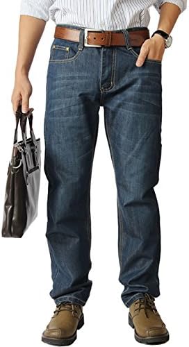 YOMAT Men's Winter Casual Cowboy Cut Plus Size Jean Denim Trousers-52