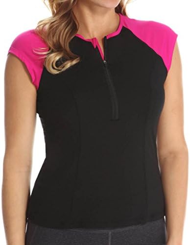 Spanx Active Women's Capped Sleeve Top Black/Pink Pow T-Shirt