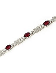 14kt Yellow Gold Oval Garnet and Diamond Bracelet