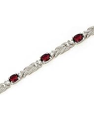14kt Yellow Gold Oval Garnet and Diamond Bracelet