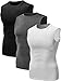 Neleus Men's 3 Pack Sport Compression Under Base Layer Athletic Tank Top,Black,White,Grey,US XL / Tag XXL