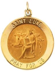 St. Saint Luke Medal Pendant 14K Gold Yellow R16318