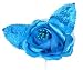 Turquoise Satin Roses with Leaves - Pkg of 12 Roses