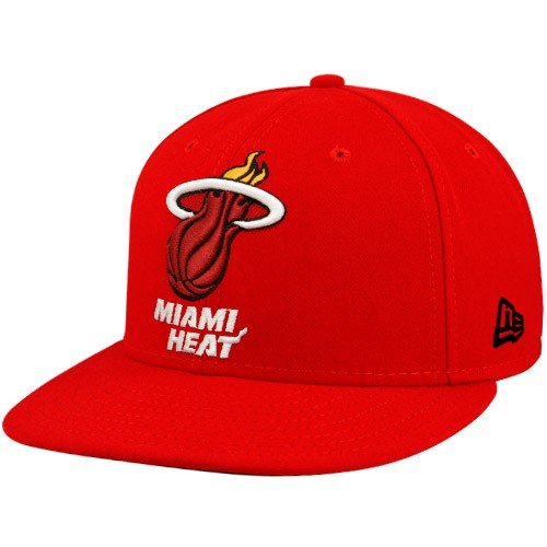 New Era Miami Heat Red 59FIFTY Primary Logo Flat Brim Fitted Hat (7 3/4)