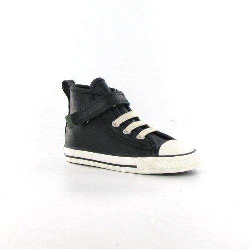 Converse All Star Hi Velcro Black Leather Baby Trainers