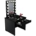 Broadway Lighted Vanity Desk 36'' x 30" - Black Frame, Black Surface