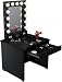 Broadway Lighted Vanity Desk 36'' x 30" - Black Frame, Black Surface