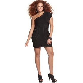 Buy Apple Bottoms Plus Size Dress, One Shoulder Embroidered Denim