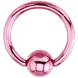 16 Gauge Pink Electro Titanium BCR Captive Ring -5/16"