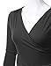 Doublju Women 3/4 Sleeve Unique Soft Fabric Draped Wrap T shirt