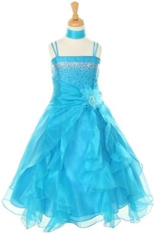 Cinderella Couture Girls Cascading Crystal Organza Rhinestone Party Dress