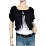 Black String Tie Plus size Cropped Bolero Shrug