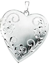 14K White Gold Heart Locket