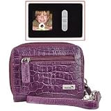 WalletBe Womens Accordion Croco Embossed Leather Wallet w/1.5" Digital Photo Viewer (Crocodile Print Purple)
