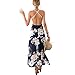 Women Floral Halter Backless Boho Slit Front Beach Maxi Sundress