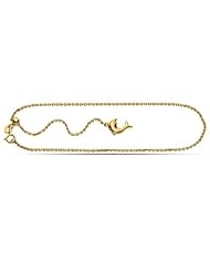 14K Yellow Gold Dolphin Cable Chain Anklet (Adjustable Up To 11 Inches)