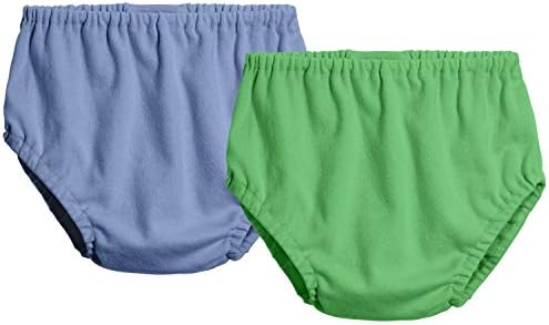 Made in USA 2-Pack Baby Girls and Baby Boys Unisex Diaper Covers Bloomers Soft Cotton, Denim Blue/Elf, 3/6 m