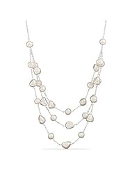 Sterling Silver 16 + 2 Inch Extension Necklace w/ 3 Graduated Strands of Mother of Pearl and Cultured Freshwater Pearl