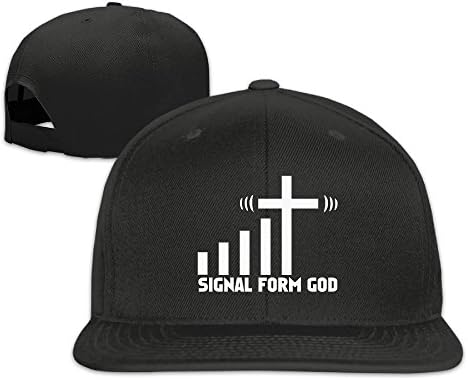 Man & Woman God Signal Christian Cross Wifi Flat Bill Hat Black