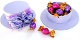 Fancy Lilac Purple Hat with Floral Ribbon Bow Gift Box Filled With Individually Wrapped Chocolate Candies - GODIVA