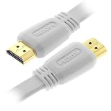 Super High Resolution HDMI - HDMI Male to Male Gold Plated (White) Flat Cable - 2M (6 Feet) by Ikross