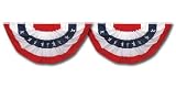 Valley Forge Decorator Fan Kit-- Two Pack Of 3-Foot x 1-1/2-Foot Pleated Mini Fans With Stars Bunting